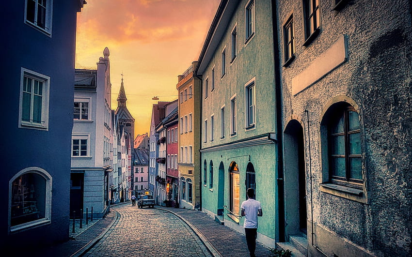 Almanya'da kasaba, sokak, evler, Almanya, eski şehir HD duvar kağıdı