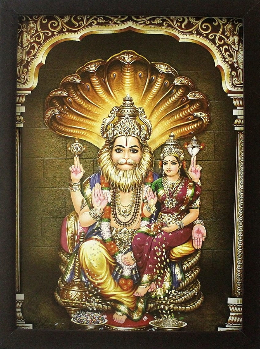narasimha swamy , hindu temple, art, carving, statue, temple, Lord Lakshmi Narasimha HD phone wallpaper