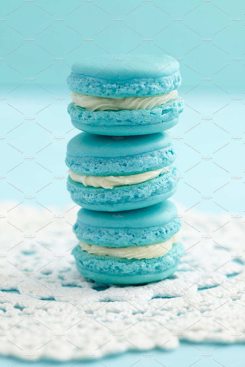 Light blue macarons featuring macarons, macaroons, and food. Light blue aesthetic, Blue aesthetic pastel, Blue macarons, Pink and Blue Macaroon HD phone wallpaper
