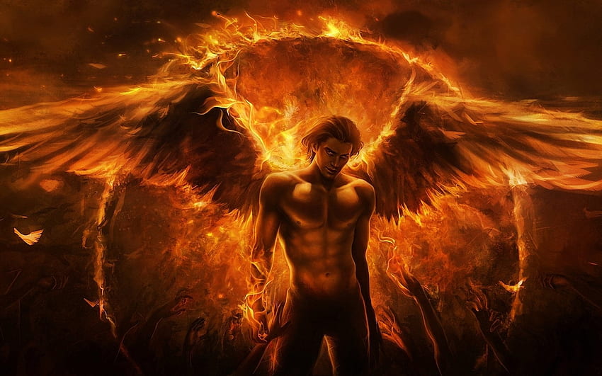 Ilustrasi Lucifer, Dark, Angel, Fire, Flame, Hell, Warrior • For You For & Mobile, Lucifer Wings Wallpaper HD