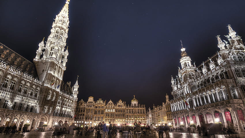 Gran Place Brüsseler Rathaus Brüssel Belgien Nacht für Mobiltelefone und Laptops 3840х2400, Belgien Weihnachten HD-Hintergrundbild