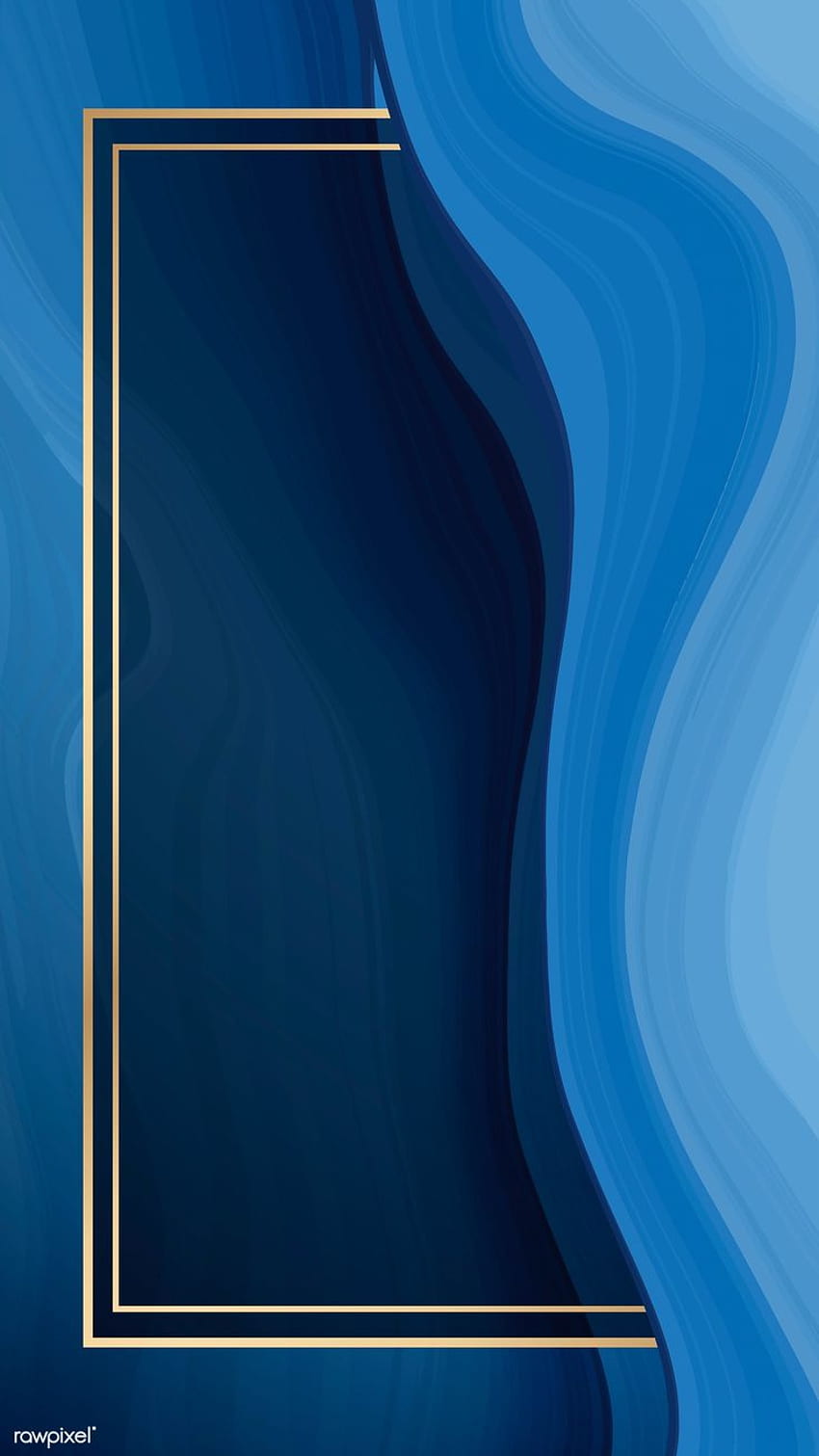 Rechteckgoldrahmen auf blauem flüssigem gemustertem Handyvektor. Prämie . Goldrahmen, Telefon, Hintergrunddesignvektor, abstraktes Rechteck HD-Handy-Hintergrundbild