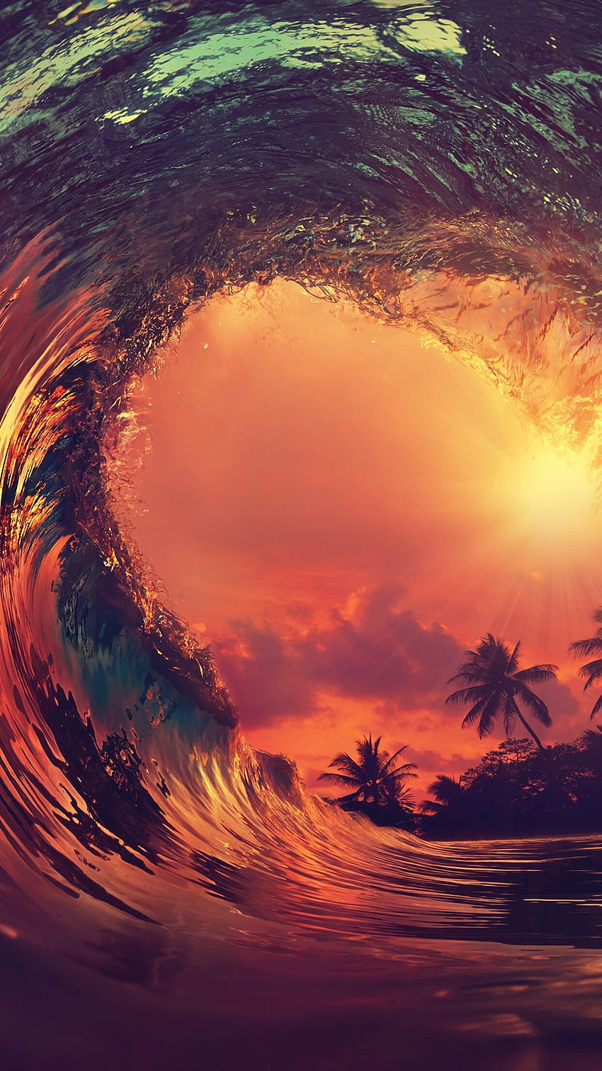 Surfen für iPhone, Sonnenuntergang auf Hawaii HD-Handy-Hintergrundbild