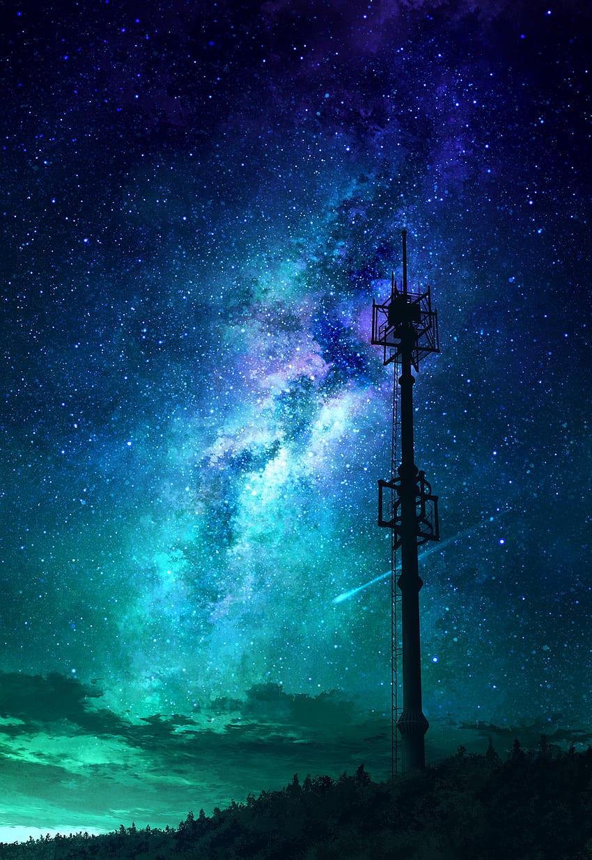 beautiful night sky. Beautiful night sky, Anime scenery , Scenery, Magical Night Sky HD phone wallpaper