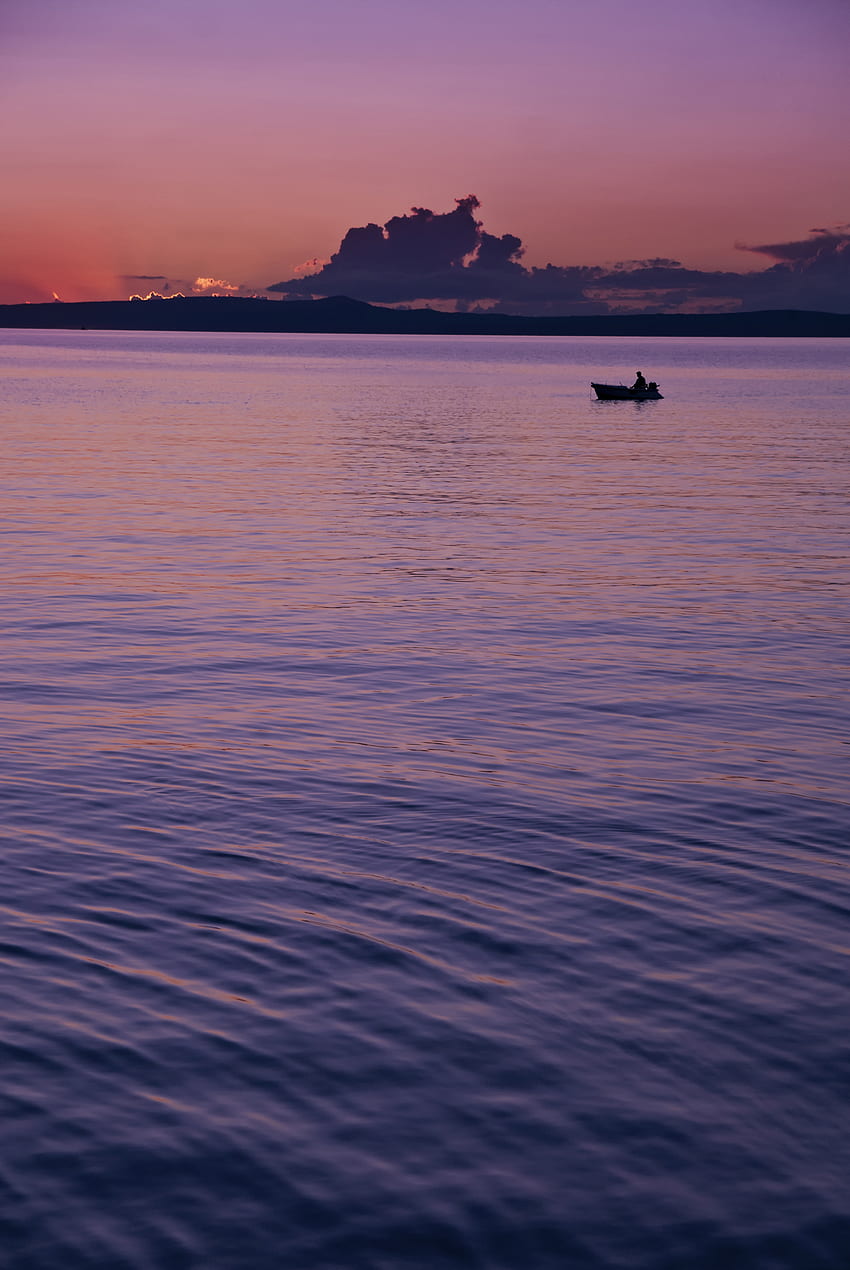 Sea, Twilight, Dark, Silhouette, Dusk, Boat HD phone wallpaper