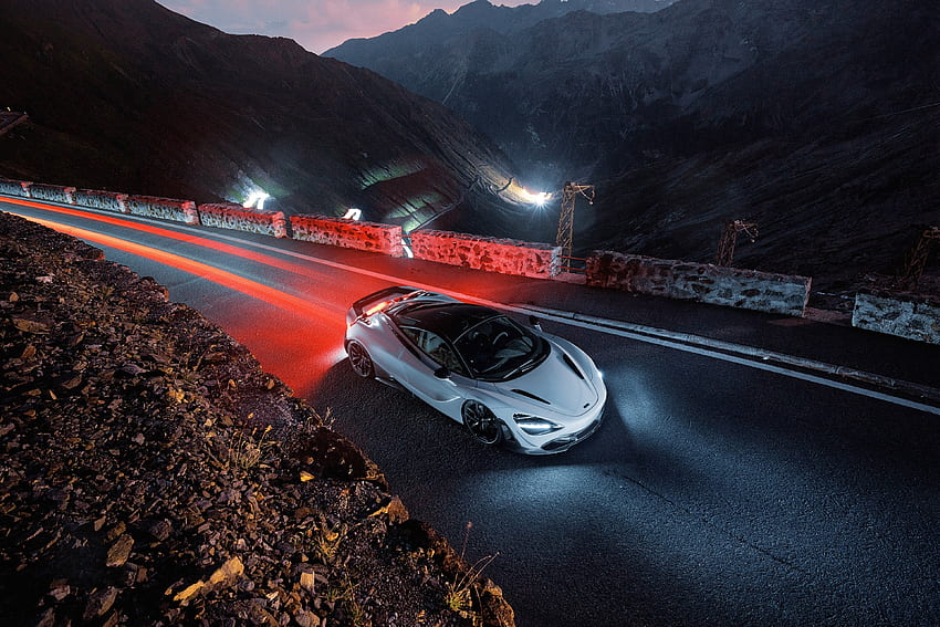 รถสีขาว บนถนน มุมมองด้านบน McLaren 720S วอลล์เปเปอร์ HD