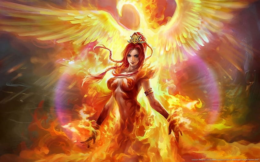 Phoenix flame girl ,, Phoenix 1280X800 HD wallpaper
