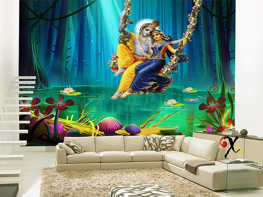Creativo 3D Effect Washable Portraying Radha Krishna Swinging Holy For  Living Worship Room Wall Décor(4ft X 4ft) : Home Improvement, Krishna Ji HD  wallpaper | Pxfuel