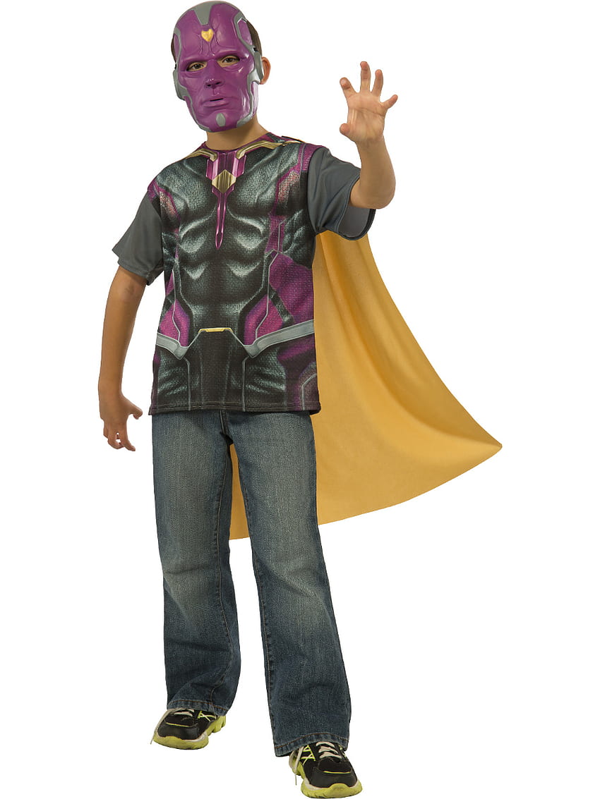 Kids Marvel Vision T Shirt And Cape With Mask Costume, Vision Avengers Face HD phone wallpaper
