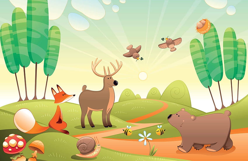 Cute Woodland Animals Wall Mural .uk in 2019, Cute Forest Animal HD ...