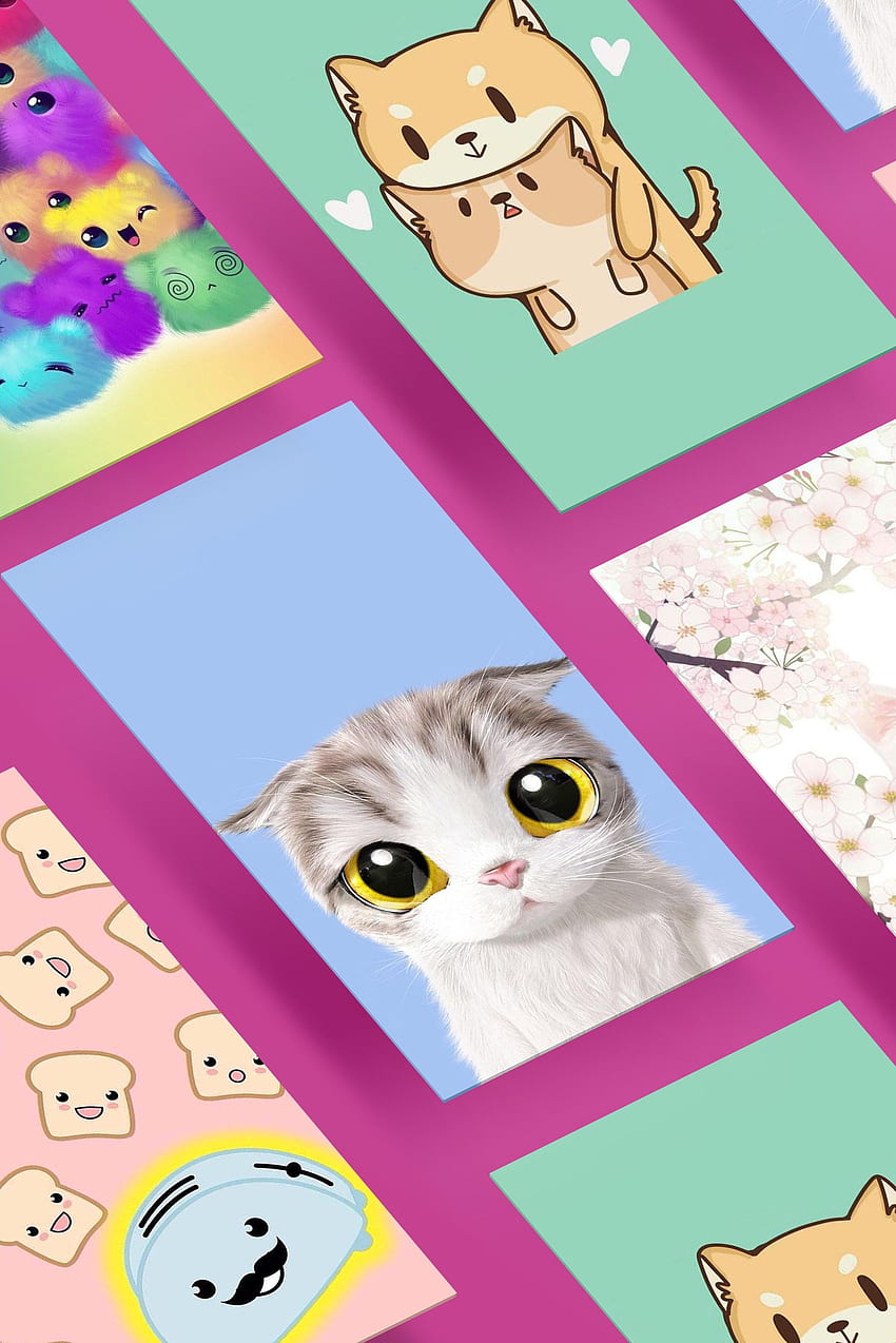 kawaii - Cute Background for Android, Cat Pink Kawaii HD phone wallpaper