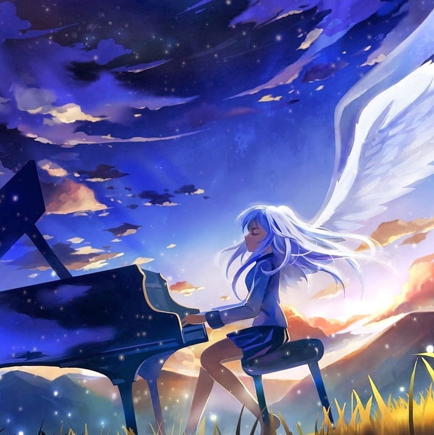 Angel аниме пиано, Angel Beats HD тапет за телефон