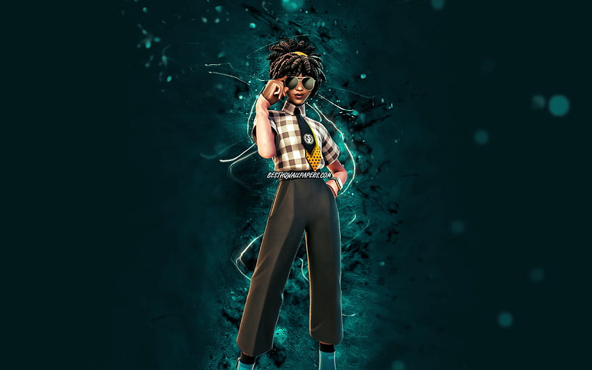 Ponytail Doctor Slone, , blue neon lights, Fortnite Battle Royale, Fortnite characters, Ponytail Doctor Slone Skin, Fortnite, Ponytail Doctor Slone Fortnite HD wallpaper