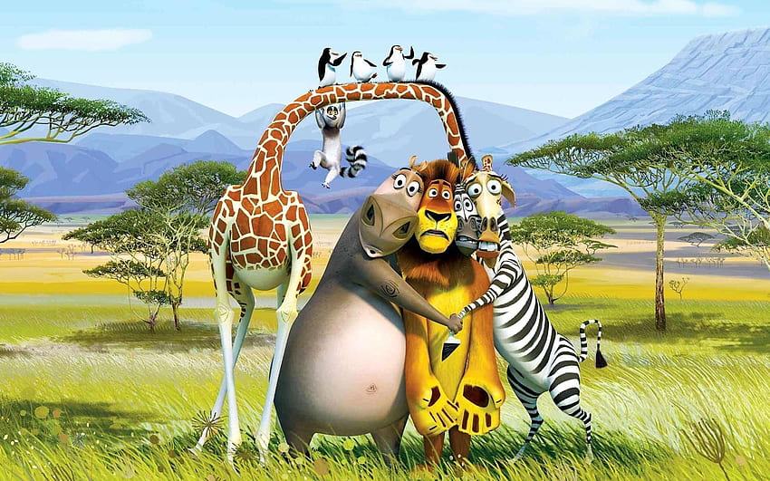 Lion Hippo Zebra Madagascar giraffe, Cartoon Zebra HD wallpaper