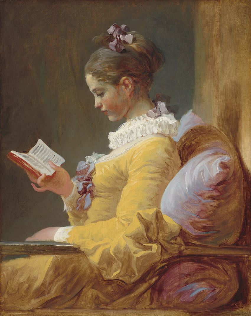 Art, Girl, Book, Canvas, Young Girl Reading, Butter, Oil, Jean Honore Fragonard, Reading Young Girl HD phone wallpaper