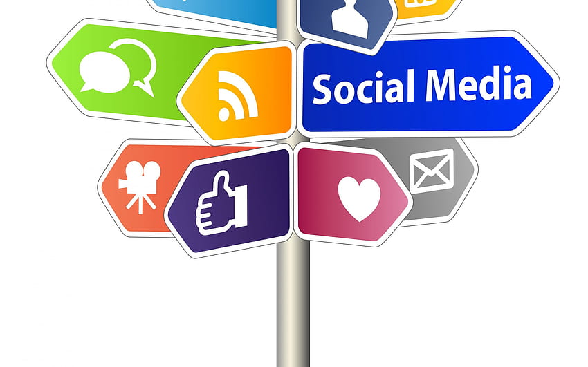 tablica-kierunkowa-mediów-społecznościowych-ikony-internet-- Tapeta HD