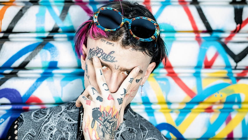 Lil Peep In Colorful Shutter Background Showing Victory Sign Lil Peep, Lil Peep Logo HD wallpaper