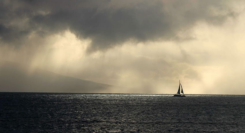 STORM weather rain sky clouds nature sea ocean waves sailing boat ship ., Sailboat Storm HD wallpaper