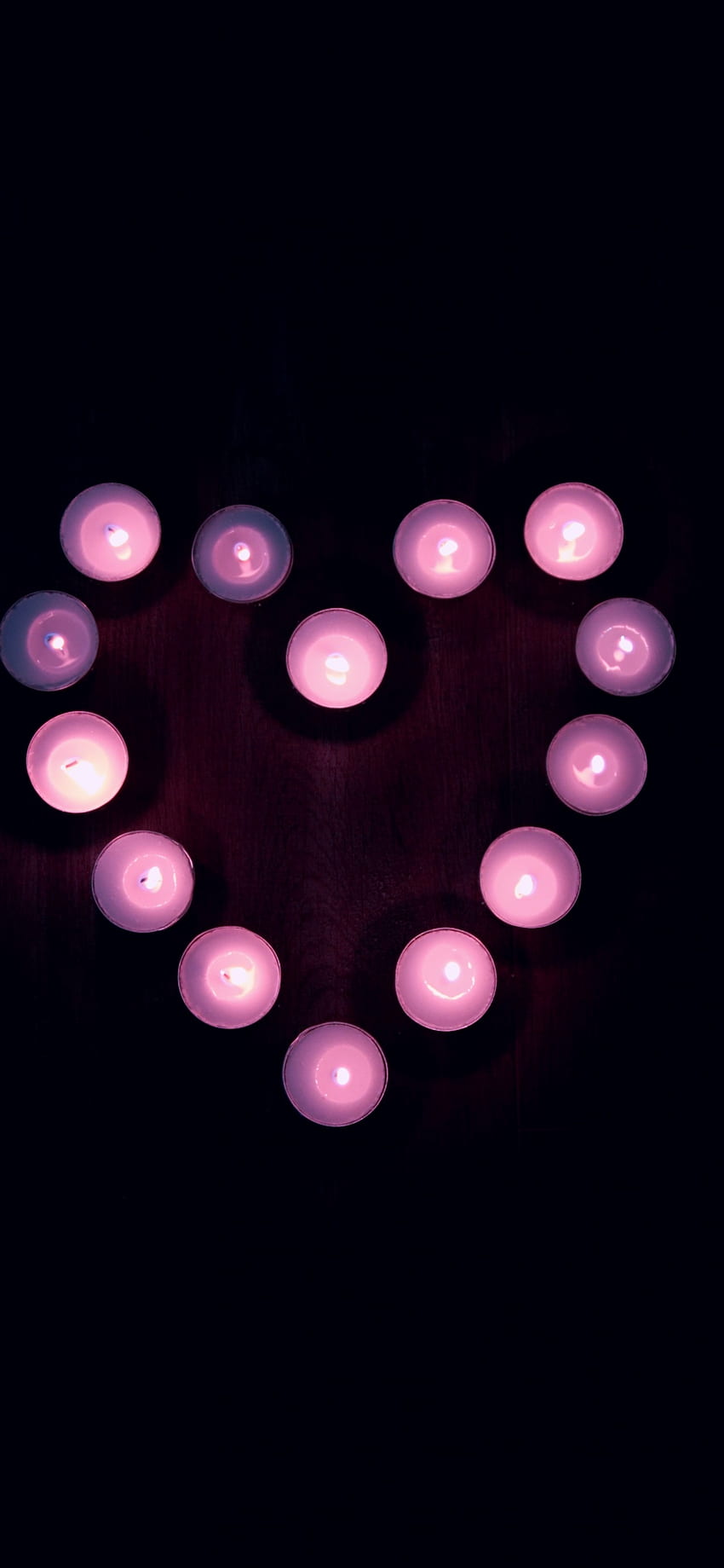 Love Heart , Candle Lights, Black Background, Pink, Heart, Tea Light, , Black Dark HD phone wallpaper