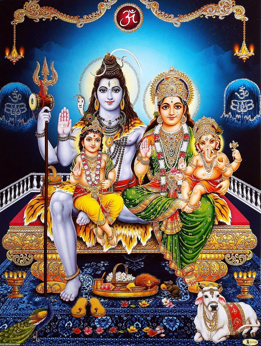 Shiva Parvati Ganesh Kartikeya พระอิศวรปาราวตี วอลล์เปเปอร์โทรศัพท์ HD