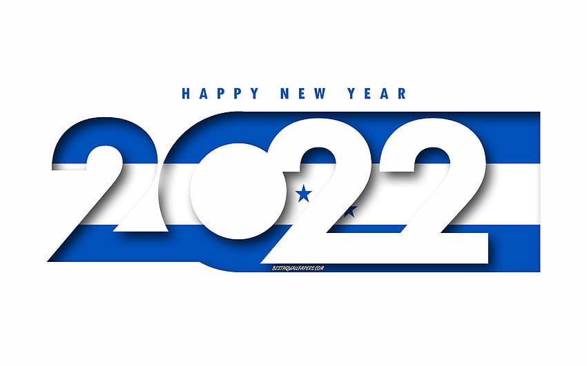 Happy New Year 2022 Honduras, white background, Honduras 2022, Honduras 2022 New Year, 2022 concepts, Honduras, Flag of Honduras HD wallpaper