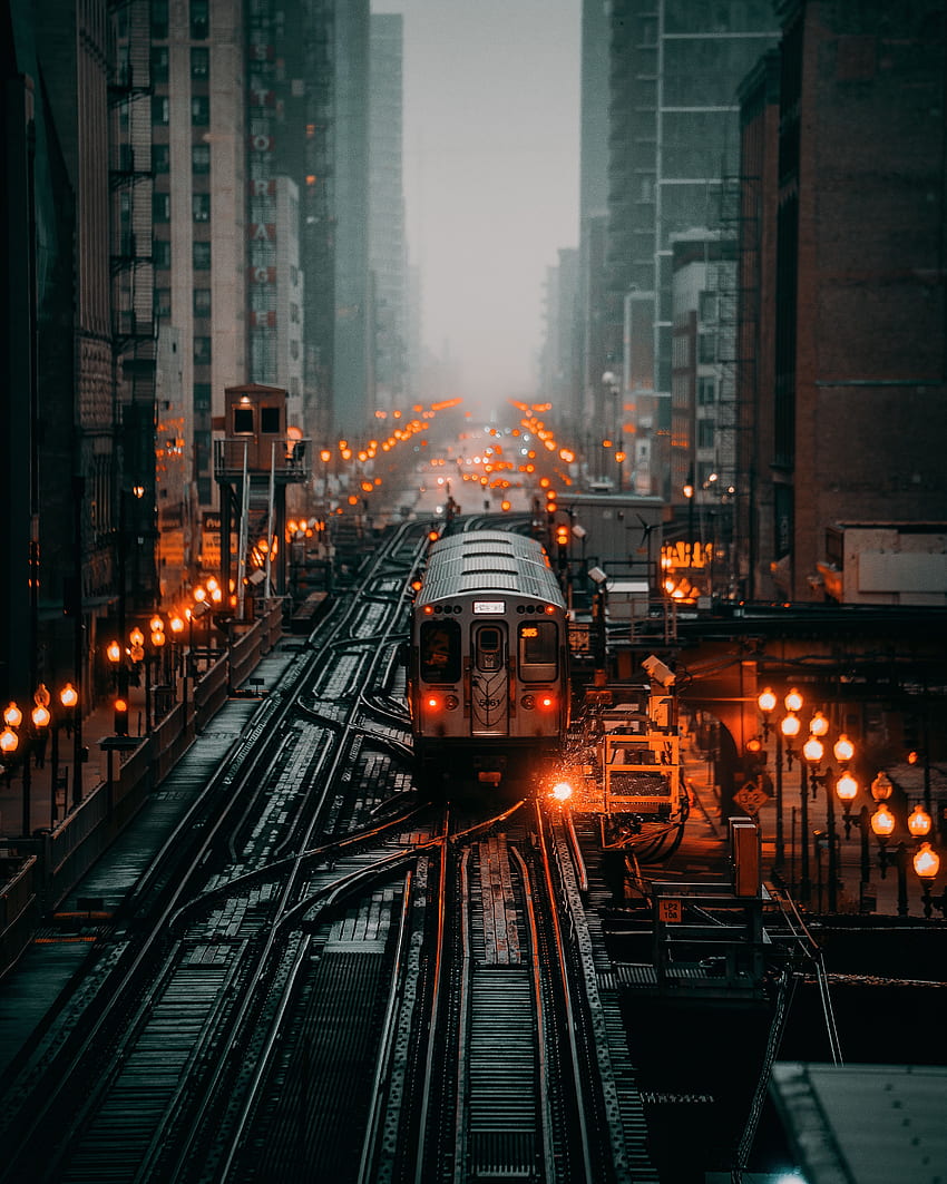 City, , , Fog, Railway, Rails, Train HD phone wallpaper