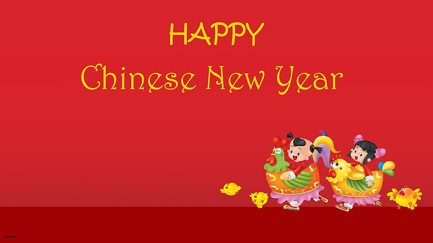 Chinese Cartoon Girl for Happy New Year Card. HD wallpaper