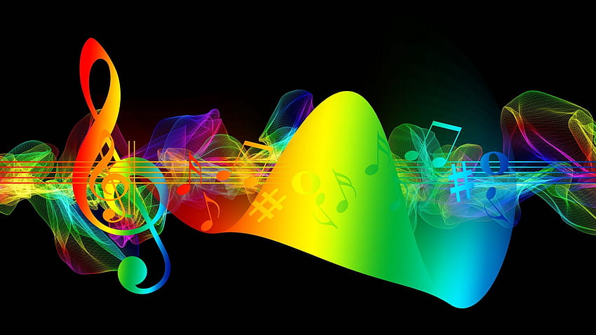 treble clef, musical notes, 2048X1152 Rainbow HD wallpaper