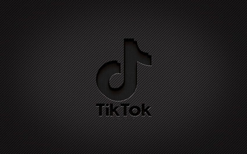 TikTokカーボンロゴ、グランジアート、カーボン背景、クリエイティブ、TikTokブラックロゴ、ソーシャルネットワーク、TikTokロゴ、TikTok 高画質の壁紙