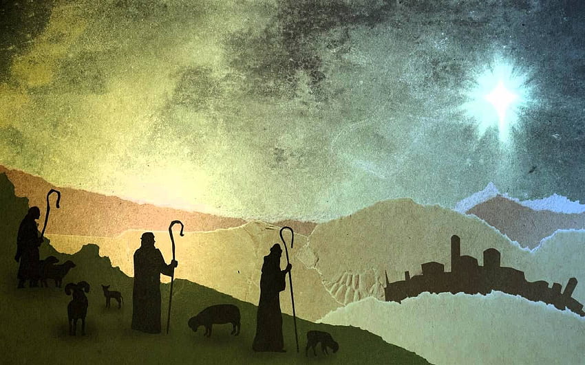 Tło kultu Bożego Narodzenia - Pasterze (tło). Tło uwielbienia, sztuka adwentowa, tło kościoła Tapeta HD