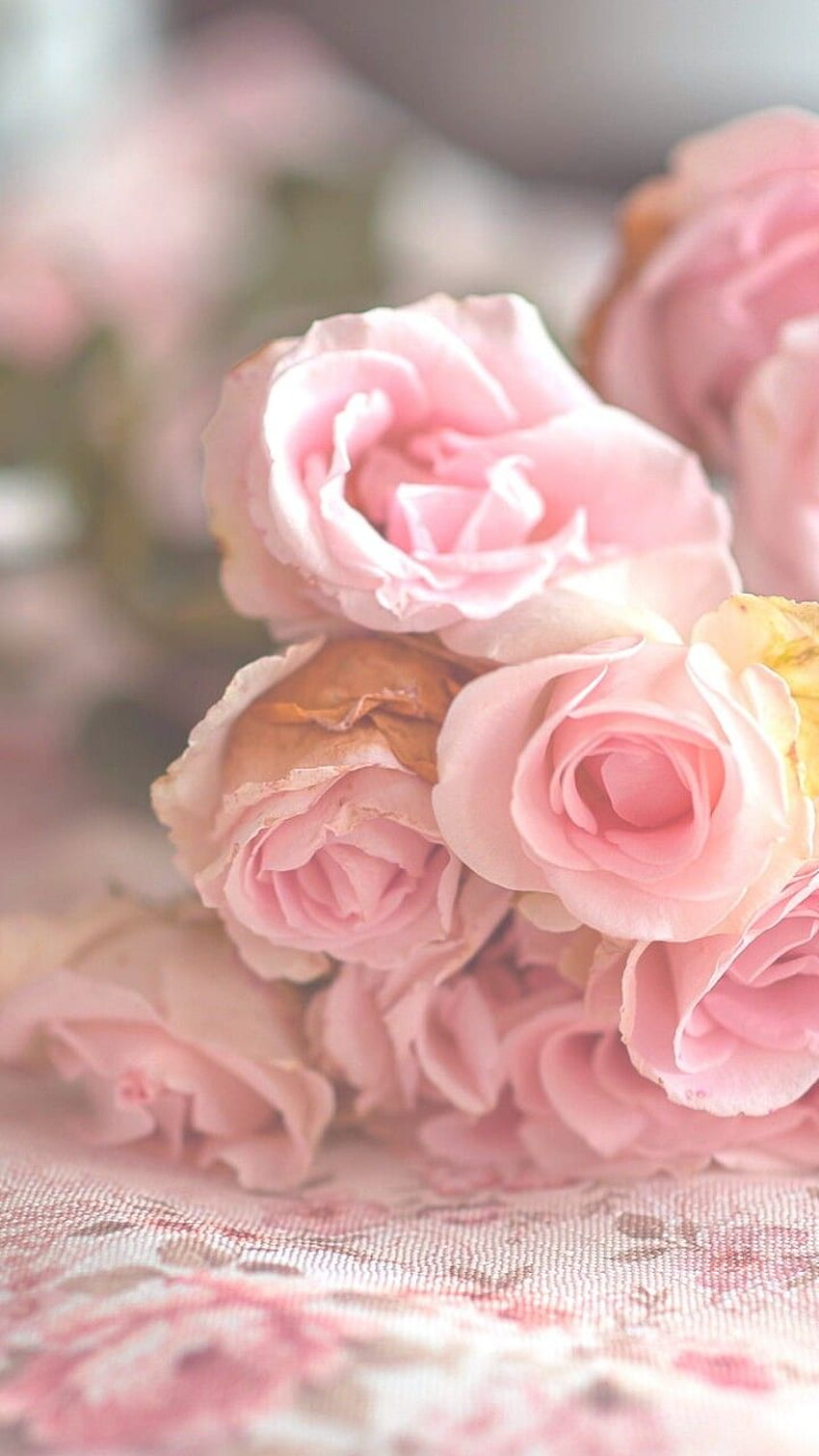 tło, piękny, uroda, flora, kwiaty, inspiracja, luksus, Pastelowy Różowy Kwiatowy Vintage Tapeta na telefon HD
