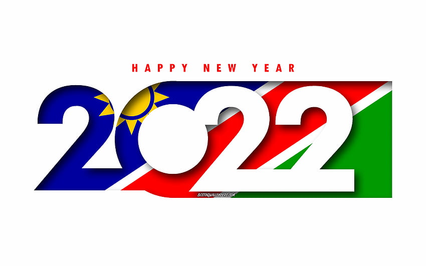 Feliz Año Nuevo 2022 Namibia, blanco, Namibia 2022, Namibia 2022 Año Nuevo, 2022 conceptos, Namibia, Bandera de Namibia fondo de pantalla