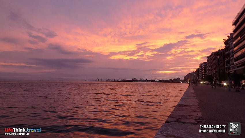 Crepúsculo à beira-mar de Thessaloniki. Tessalônica, Viagens papel de parede HD