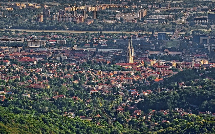 Panorama of Zagreb, Gornji grad i Novi Zagreb HD wallpaper