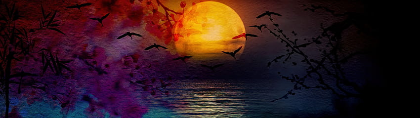 Sunrise Parchmint - Metaphysical Surrealism. Active , background , Sunrise, 5120x1440 Purple HD wallpaper
