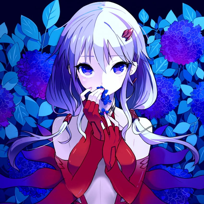 Flower Scent, blue, emotional, awesome, smell, floral, inori, long hair, beauty, nice, cg, petals, flower, , adorable, spendid, female, sweet, guilty crown, girl, beautiful, yuzuriha, kawaii, inori yuzuriha, yuzuriha inori, anime girl, anime, pretty, red, lovely, smelling HD wallpaper