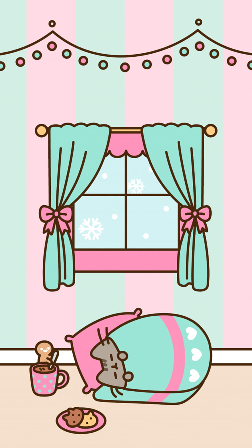 background, winter , pusheen cat and winter -, Spring Pusheen HD phone wallpaper