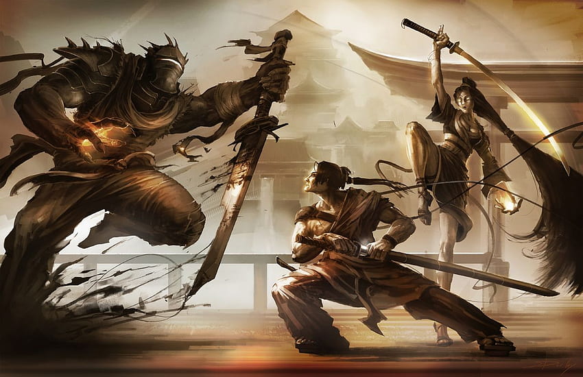 Samuraj kontra demoniczny ninja Autor: *samburley. Orientalne, Ninjas Hyper z RPG Tapeta HD