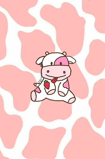 Download Delightful Smiling Strawberry Cow on Bold Red Backdrop Wallpaper   Wallpaperscom