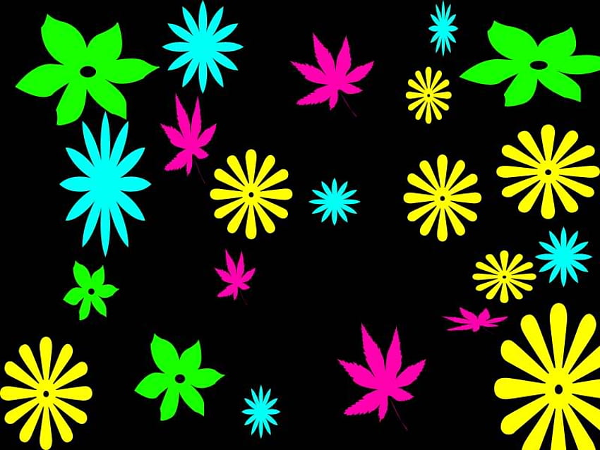 Neon Flowers, girly, neon, bright, flowers, groovy HD wallpaper