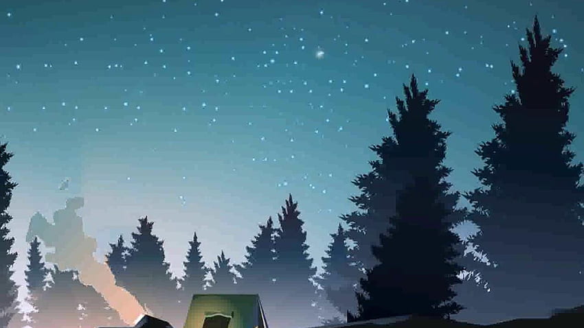 Christmas Camping, Forest Cartoon HD wallpaper