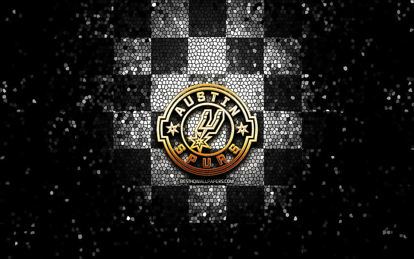 Austin Toros Spurs, glitter logo, NBA G League, black white checkered ...