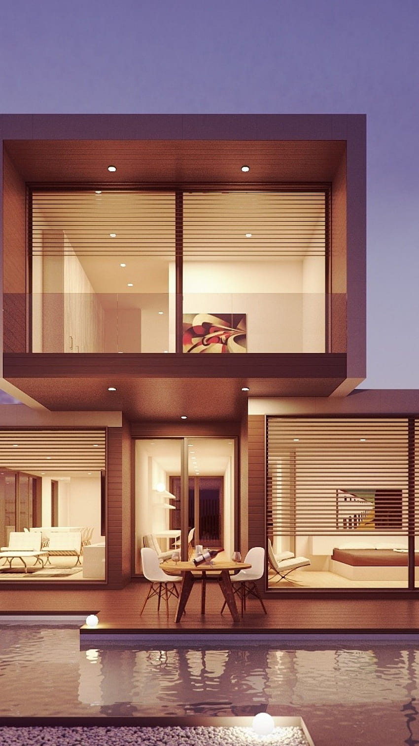 Arquitetura, Design, Casa Moderna, Piscina Papel de parede de celular HD