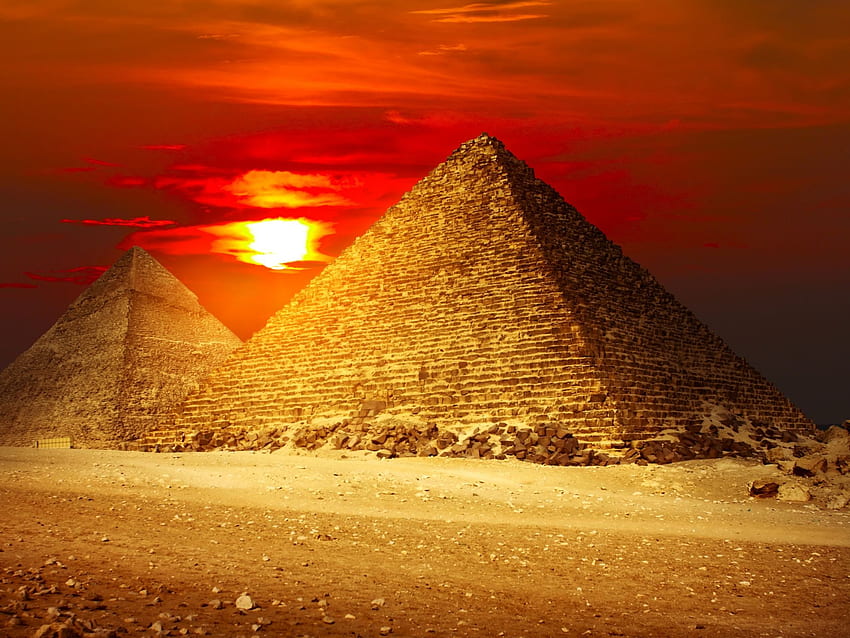 Monument, Sunset, Great Pyramid Of Giza, Sky, Cairo - Egypt HD wallpaper