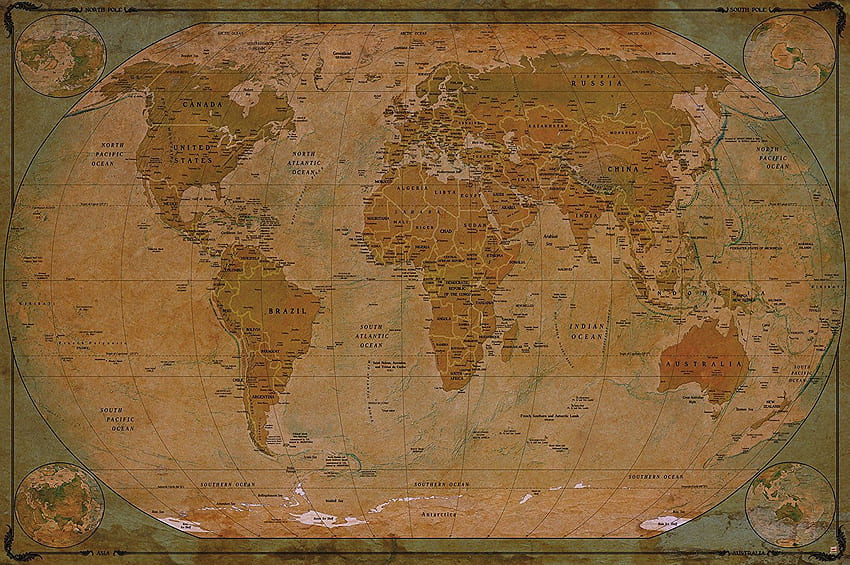 Карта на света Atlas Globus – историческа карта на света, антична карта HD тапет