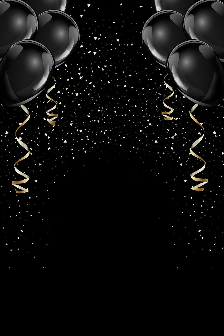 Черни и златни балони - Novocom.top HD тапет за телефон