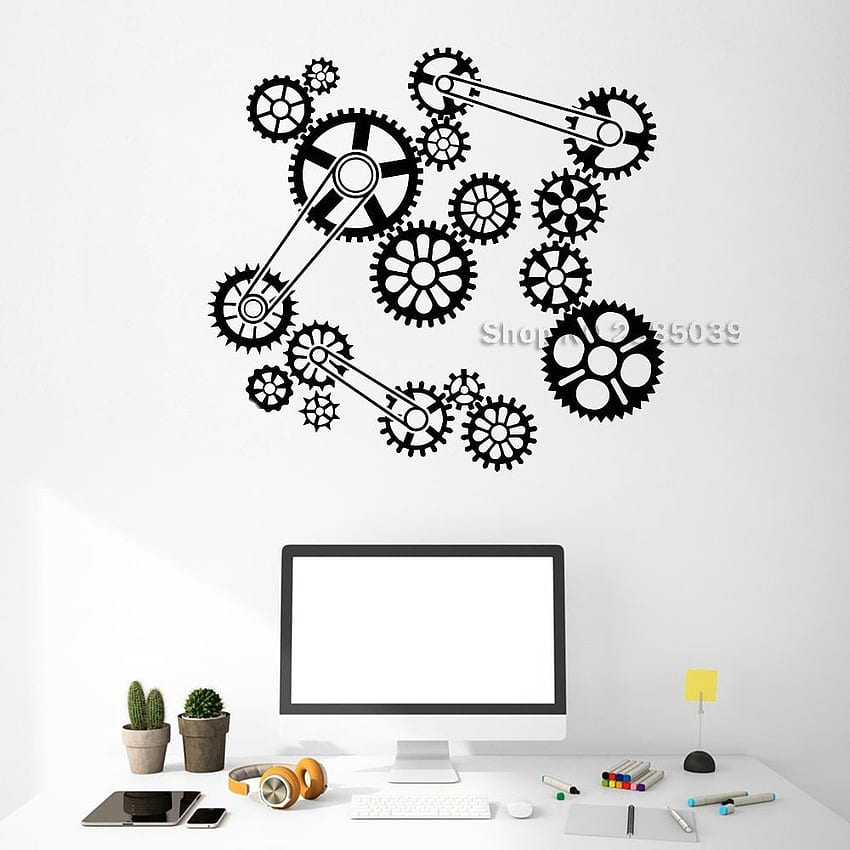 US $6.97 25% OFF. New Creative Gears Mechanism Vinyl Wall Sticker Teamwork Office Work Decor Stickers Business Room Unique Gift LC523 In HD phone wallpaper