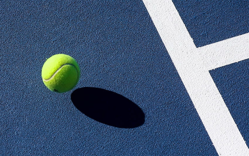 tennis, blue tennis court, lines, sports, Tennis Ball HD wallpaper