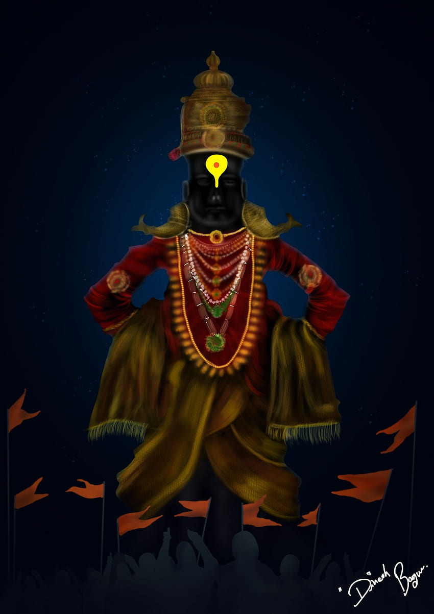 Дигитална на Vithu Mauli през 2021 г. Илюстрации на Бог, тъмно, произведение на изкуството на Бог, Pandurang HD тапет за телефон