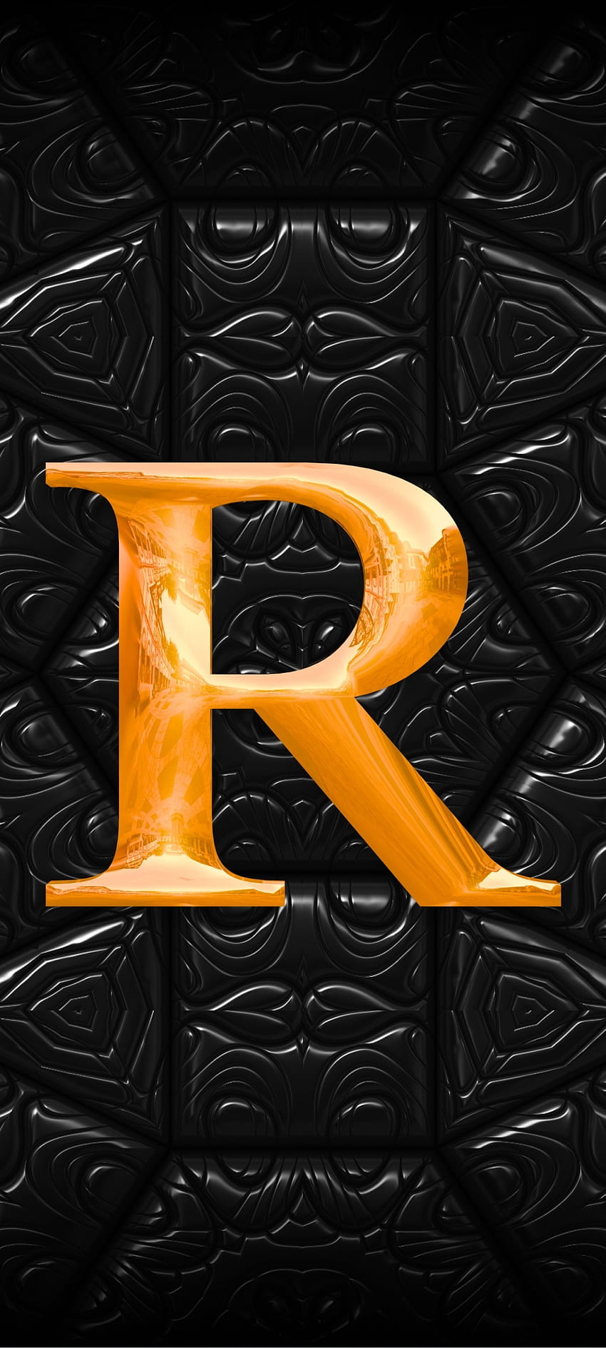 R Dernière initiale, orange, art, Sombre, Alphabet R Fond d'écran de téléphone HD